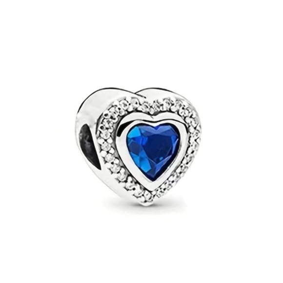 STERLING 925 BLUE ZIRCON HEART CHARM - Picture 1 of 3